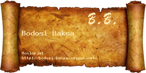 Bodosi Baksa névjegykártya